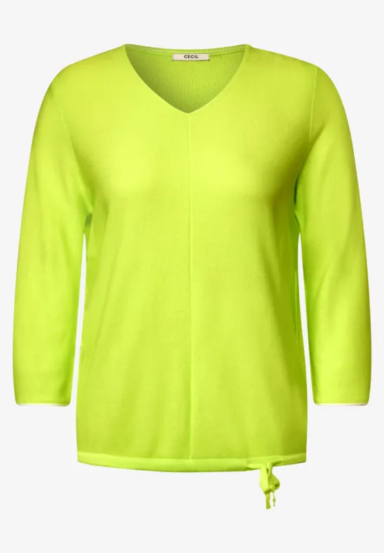 Trui met V-hals limelight yellow