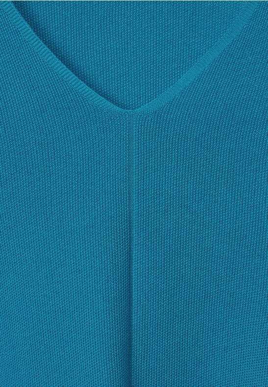 Pullover mit V-Ausschnitt caribbean blue