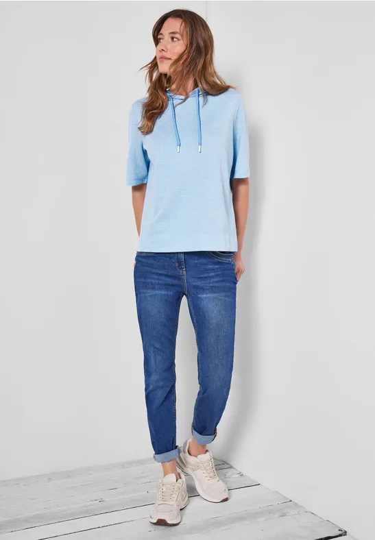 Sweatshirt met halflange mouwen soft blue melange