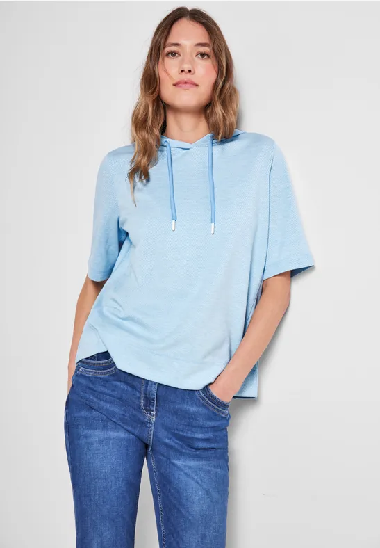 Sweatshirt met halflange mouwen soft blue melange