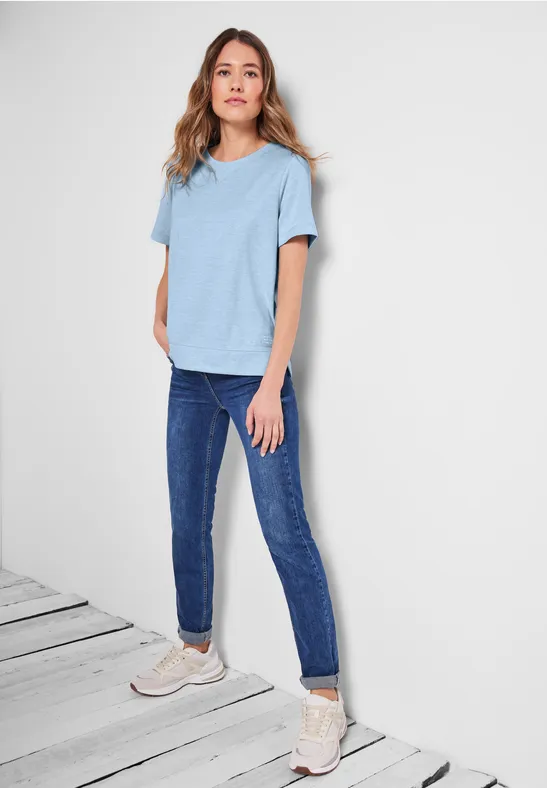 Sweat-shirt à manches courtes soft blue melange