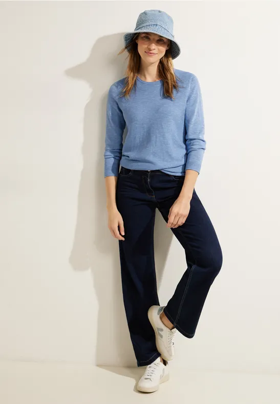 Strickpullover mit Struktur heather real blue melange