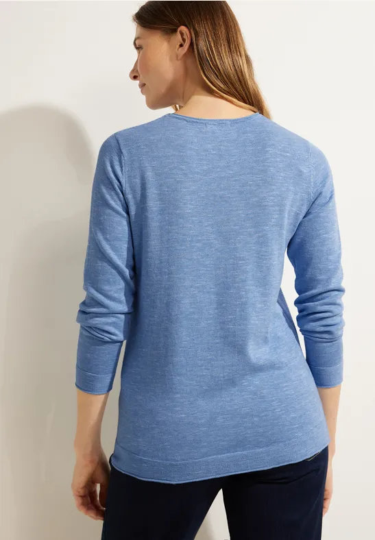 Strickpullover mit Struktur heather real blue melange