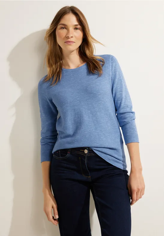 Strickpullover mit Struktur heather real blue melange
