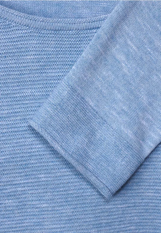 Strickpullover mit Struktur heather real blue melange