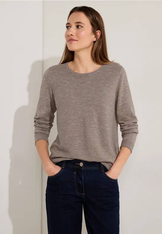 Pull-over en tricot avec structure heather taupe melange
