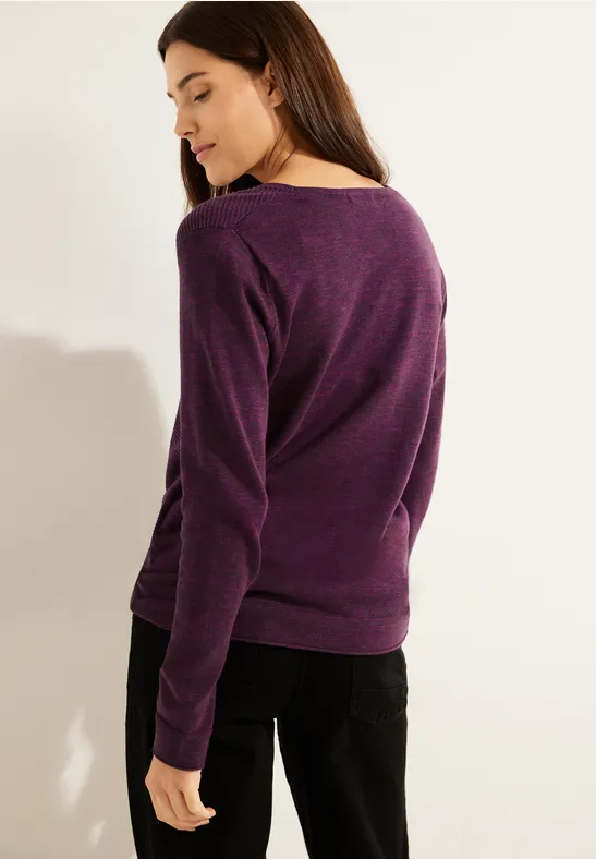 Trui met strepen met structuur deep berry