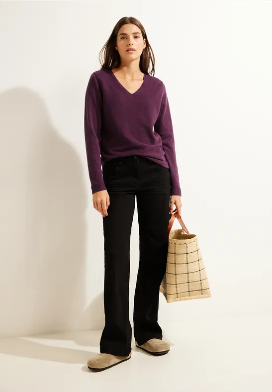 Trui met strepen met structuur deep berry