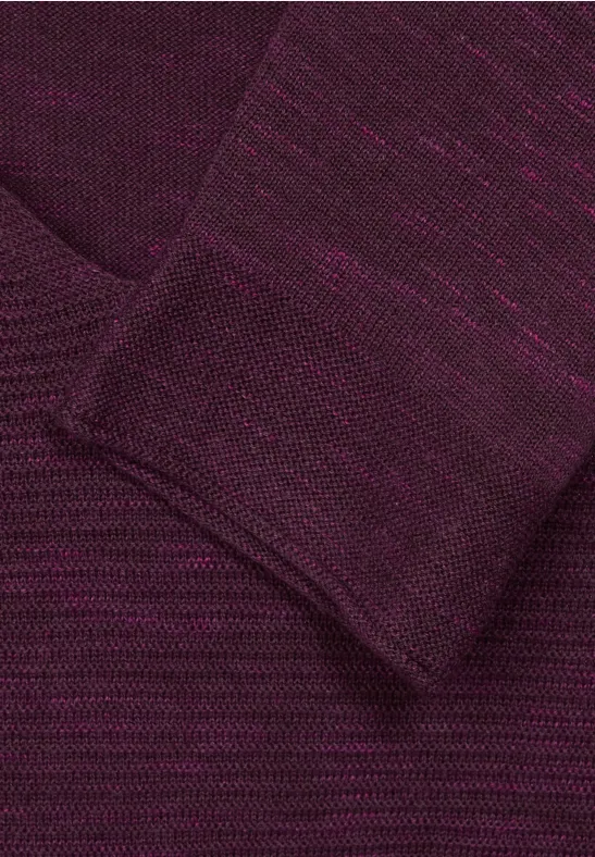 Trui met strepen met structuur deep berry