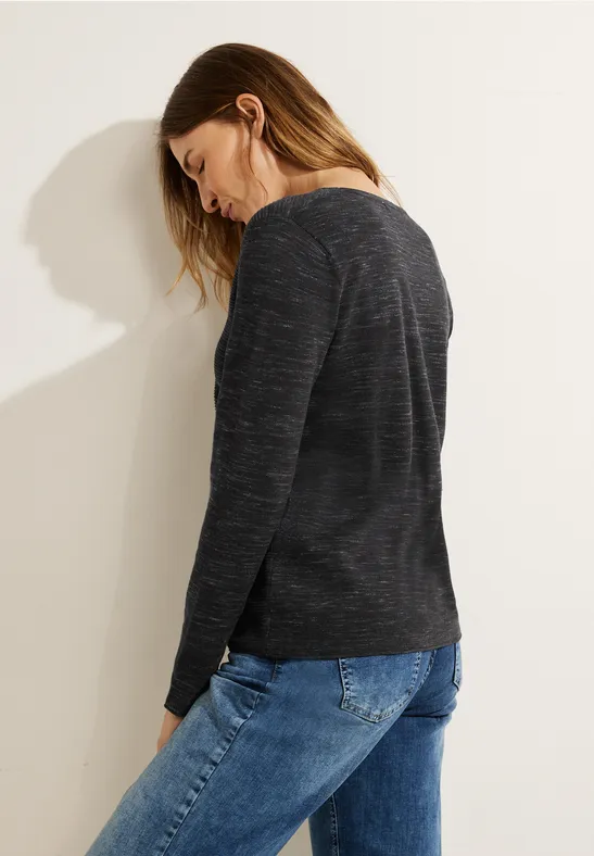 Struktur Streifen Pullover salt-pepper heather melange