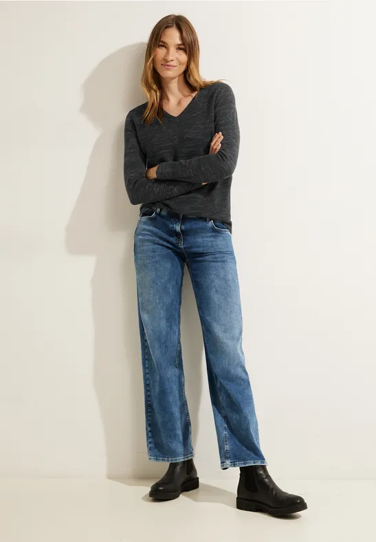 Struktur Streifen Pullover salt-pepper heather melange