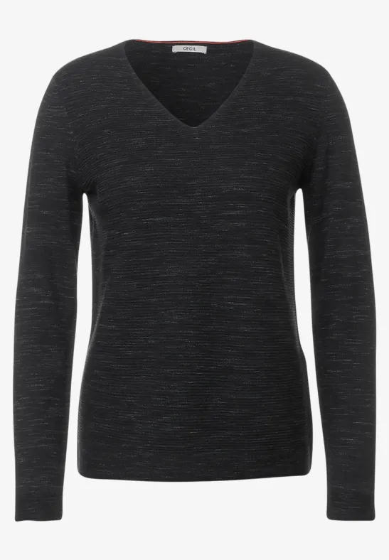Struktur Streifen Pullover salt-pepper heather melange
