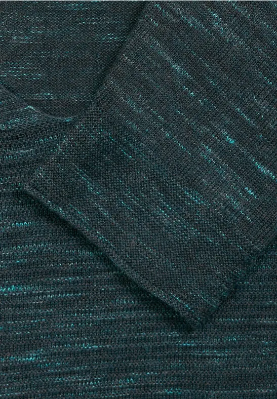 Trui met strepen met structuur heather lake green melange