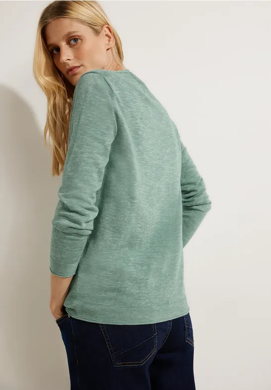 Trui met strepen met structuur heather sage green melange
