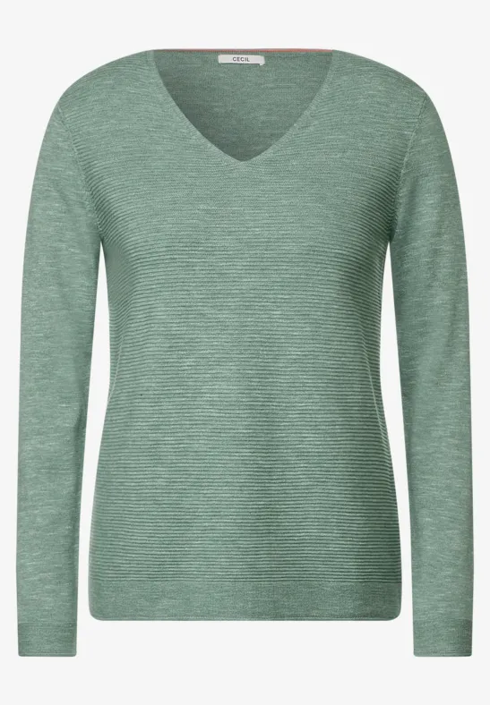 Trui met strepen met structuur heather sage green melange