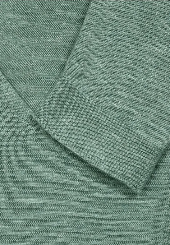 Trui met strepen met structuur heather sage green melange