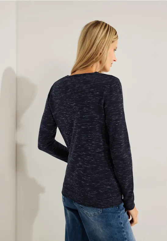 Trui met strepen met structuur heather night sky blue melange