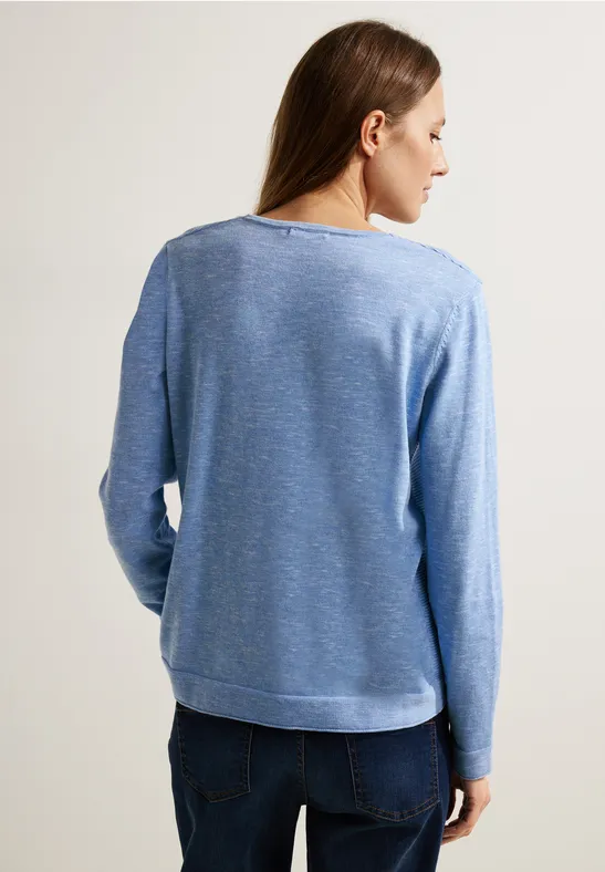 Trui met strepen met structuur heather real blue melange