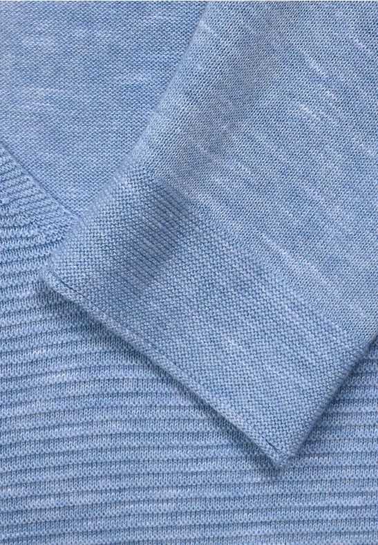 Trui met strepen met structuur heather real blue melange