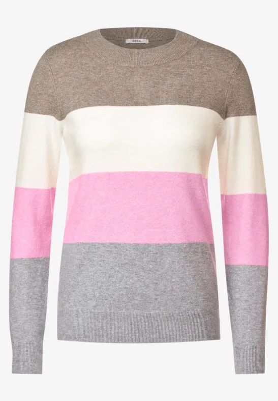 Cosy gebreide trui taupe melange