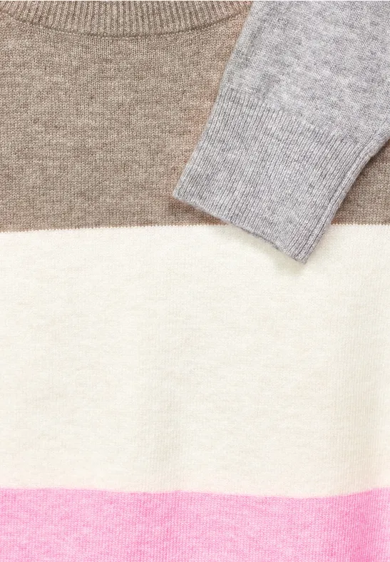 Cosy gebreide trui taupe melange