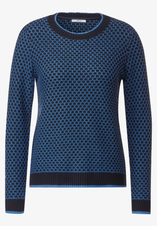 Two-colored gebreide trui night sky blue