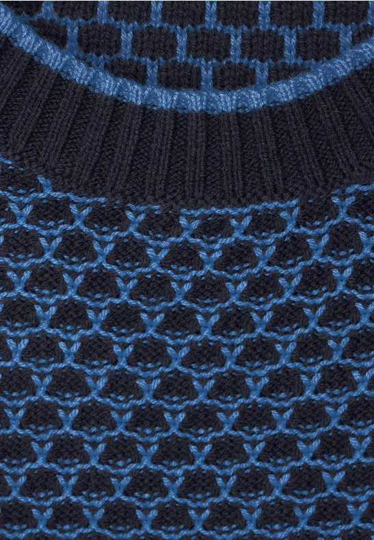 Two-colored gebreide trui night sky blue