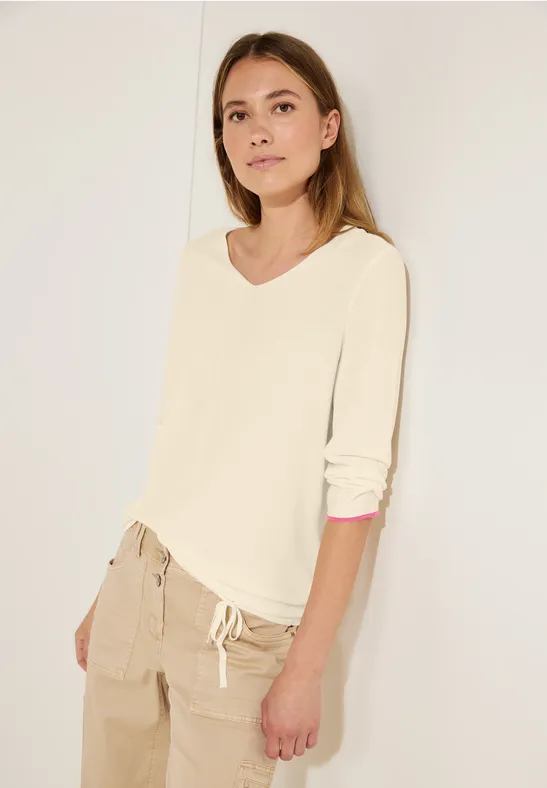 Pull-over en tricot avec structure raw sand beige