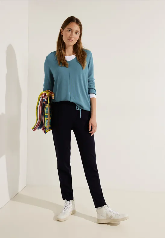 Pull-over en tricot avec structure adriatic blue