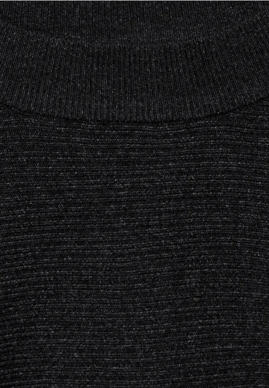 Rippstrick Pullover black melange