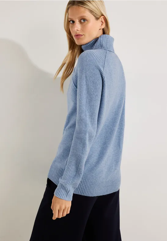 Cosy trui met structuurmix real blue melange
