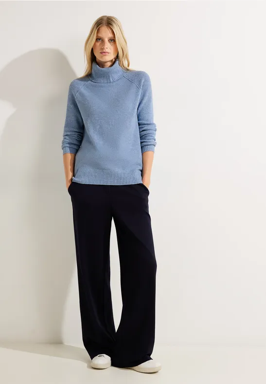 Cosy trui met structuurmix real blue melange