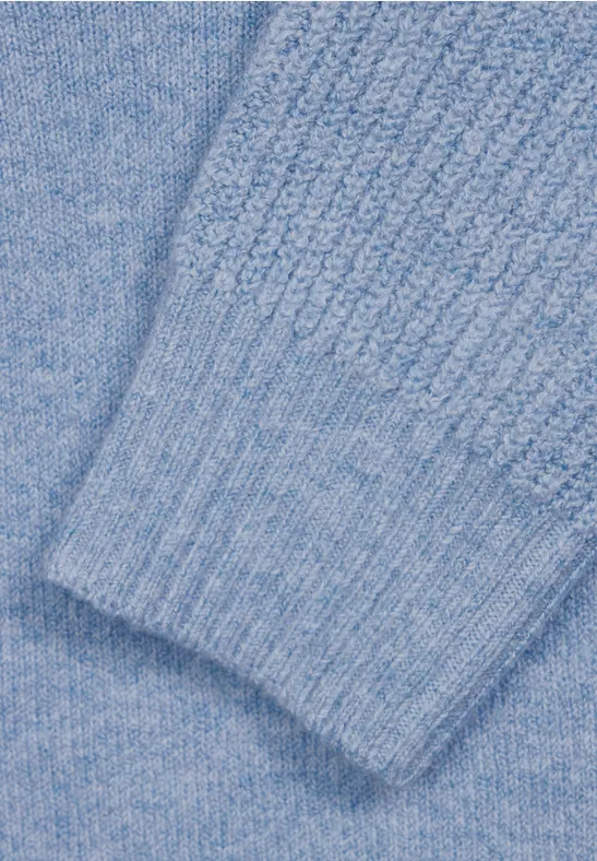 Cosy trui met structuurmix real blue melange