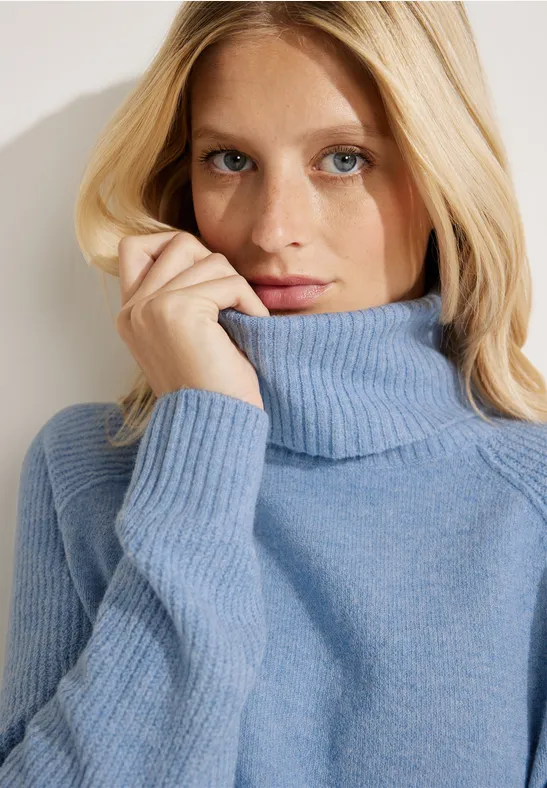 Cosy trui met structuurmix real blue melange