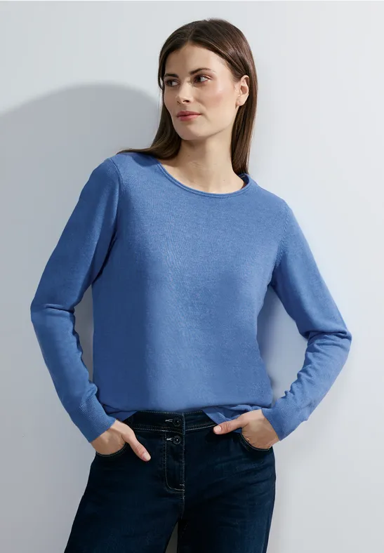 Pull-over basique water blue melange