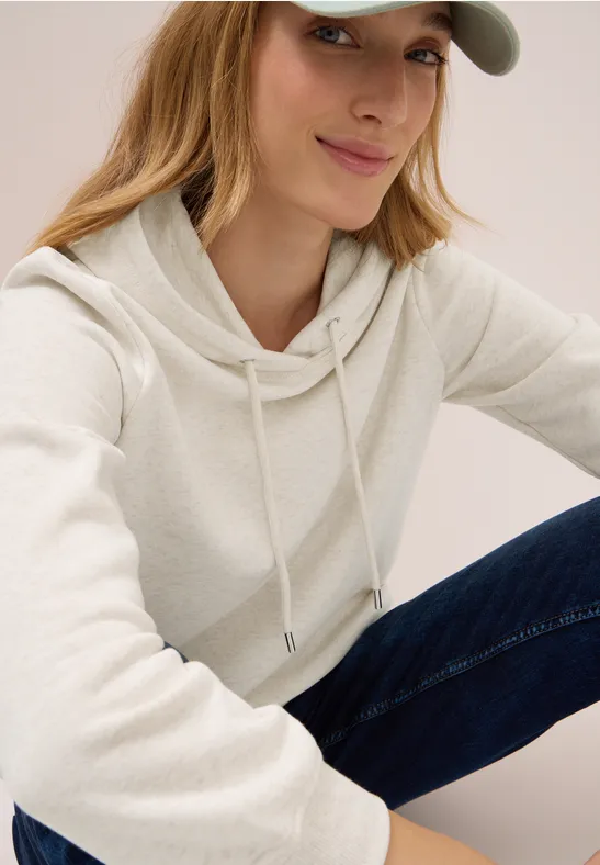 Sweatshirt mit Kapuze oat milk beige melange