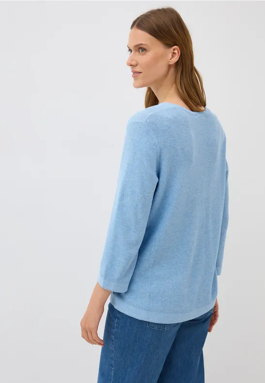 V-Neck Strickpullover whisper blue melange