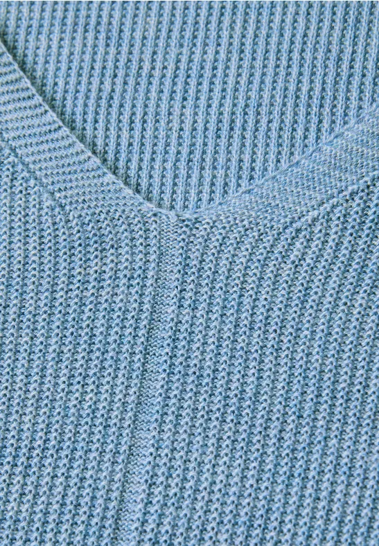 V-Neck Strickpullover whisper blue melange