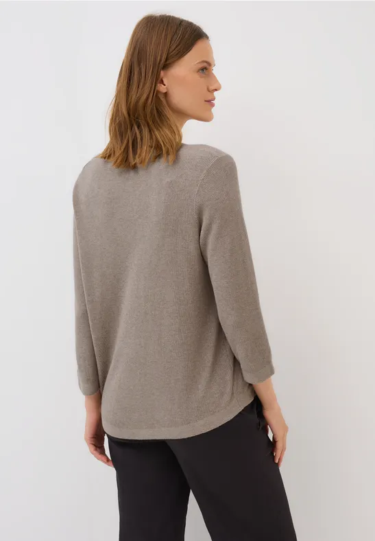 V-Neck Strickpullover toffee cream melange