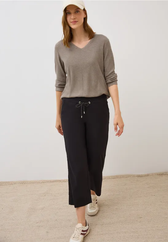 V-Neck Strickpullover toffee cream melange