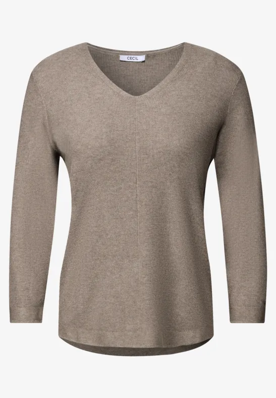 V-Neck Strickpullover toffee cream melange