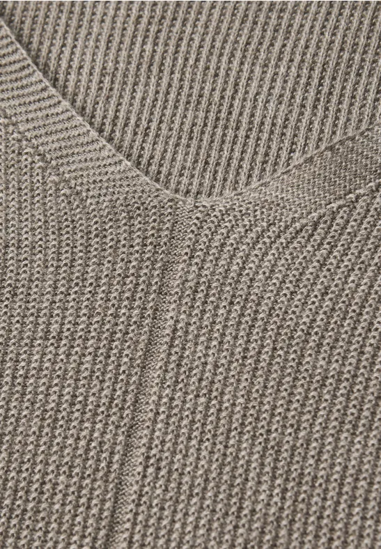 V-Neck Strickpullover toffee cream melange