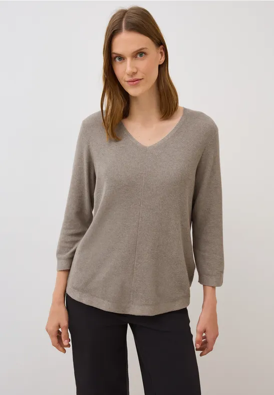 V-Neck Strickpullover toffee cream melange