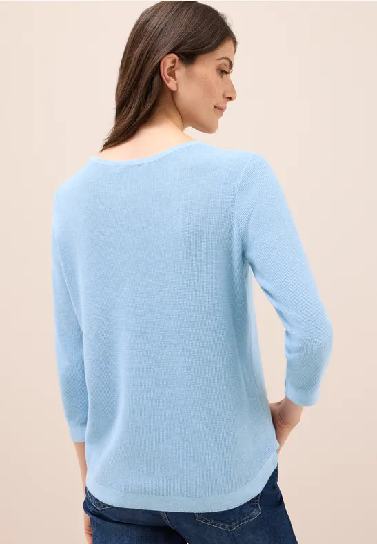 Rundhals Strickpullover whisper blue melange