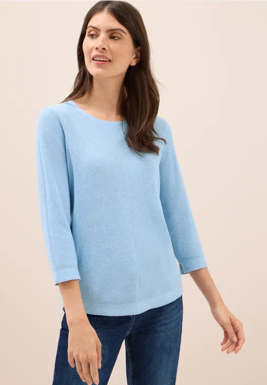 Rundhals Strickpullover whisper blue melange