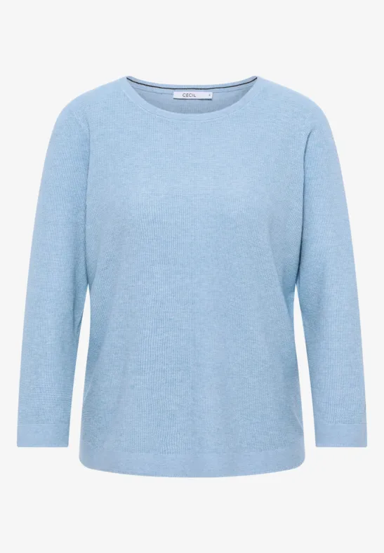 Rundhals Strickpullover whisper blue melange