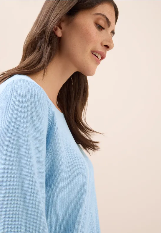 Rundhals Strickpullover whisper blue melange