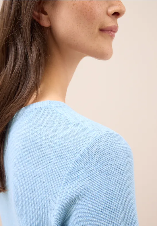 Rundhals Strickpullover whisper blue melange
