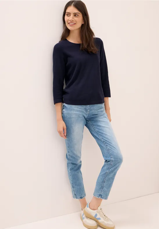 Pull à col rond en maille urban dark blue