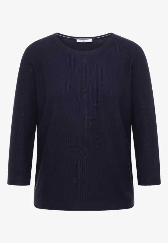 Pull à col rond en maille urban dark blue
